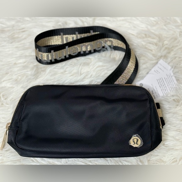 lululemon athletica Handbags - Lululemon Everywhere Belt Bag 1L Black/Gold/White Opal